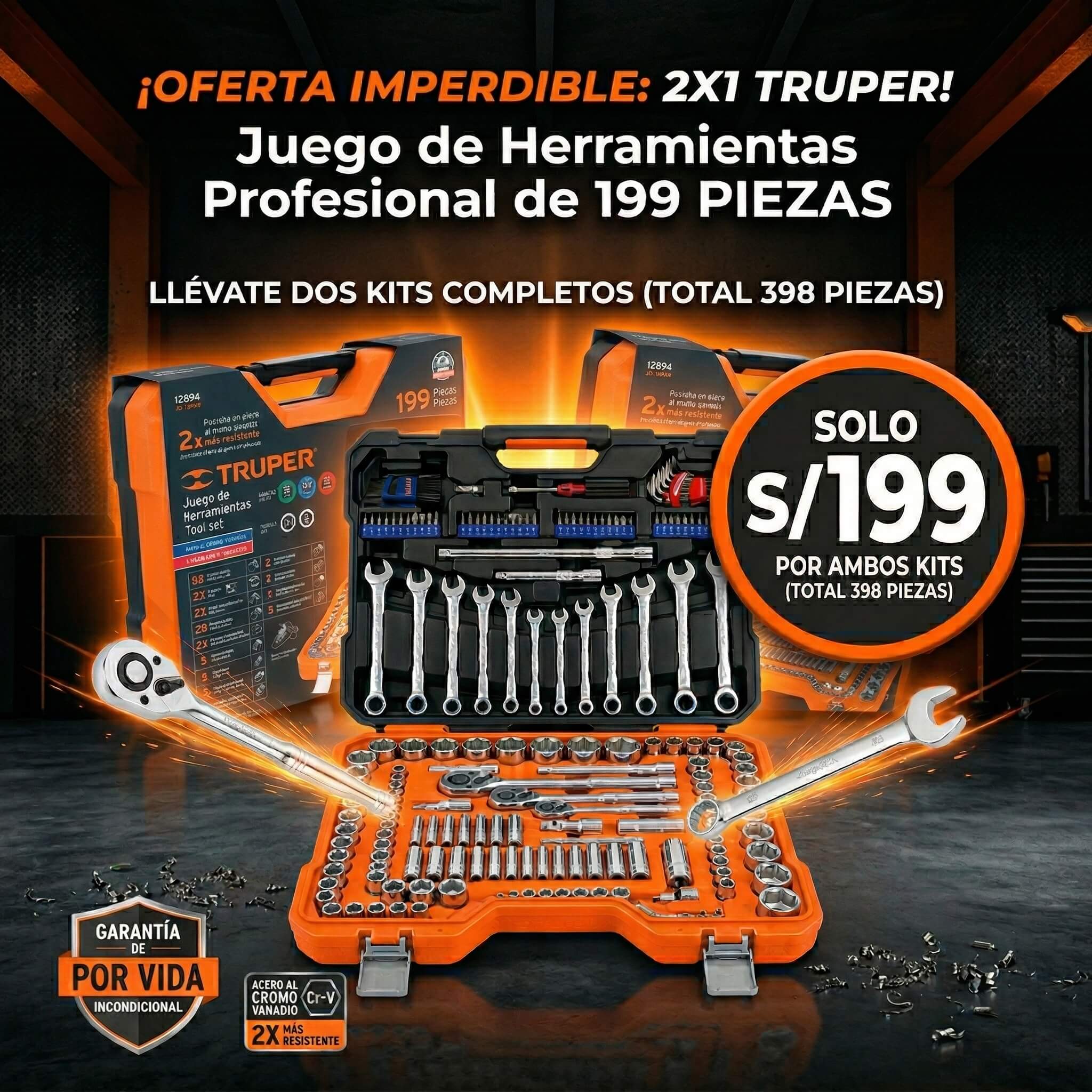 Pack Dúo TRUPER: 2 Maletines de 199 Herramientas C/u