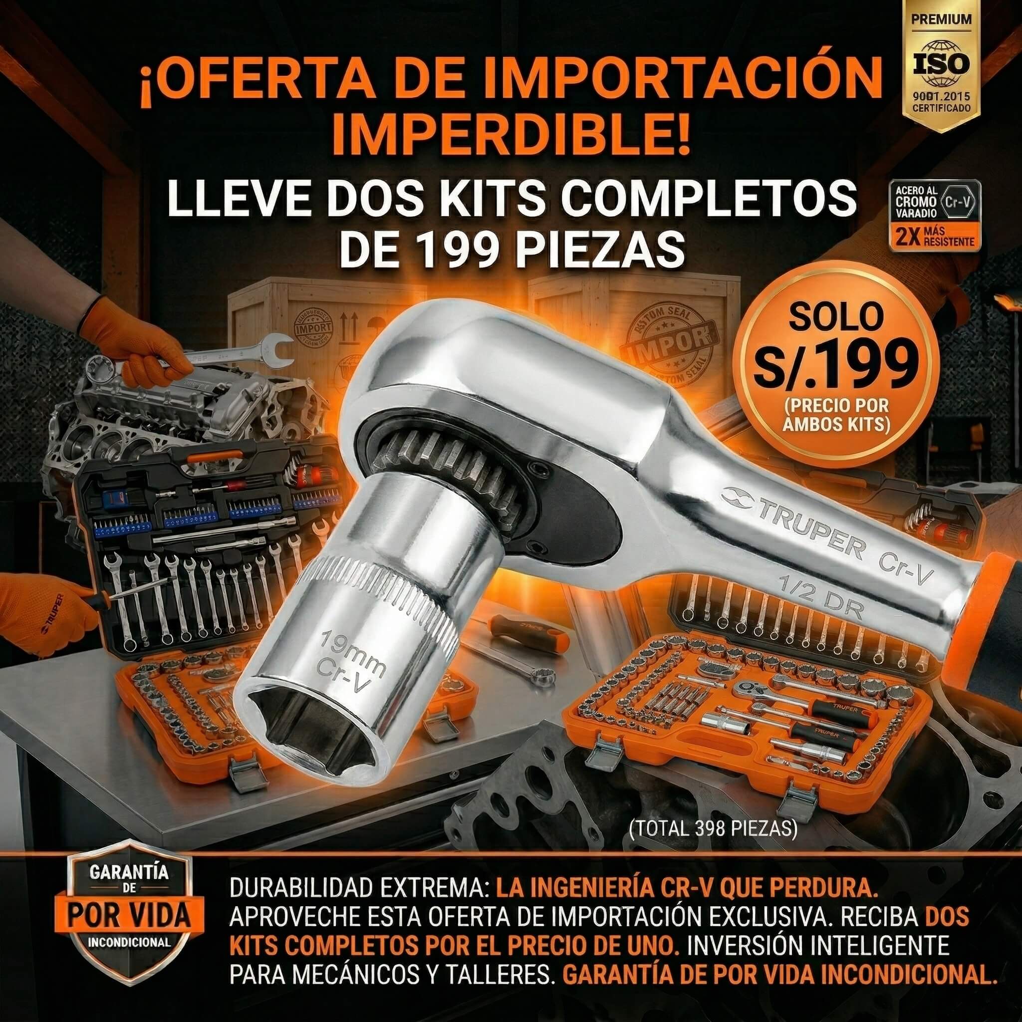 Pack Dúo TRUPER: 2 Maletines de 199 Herramientas C/u